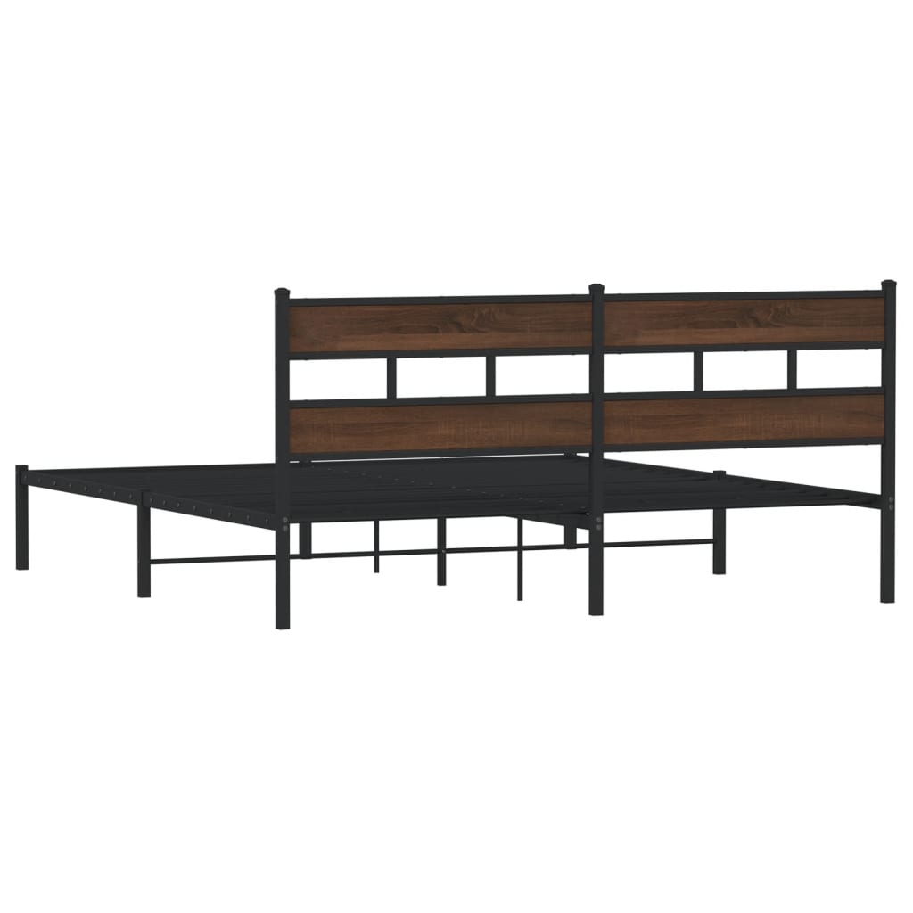 Bed Frame without Mattress with Headboard Brown Oak 183x213 cm