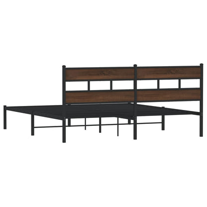 Bed Frame without Mattress with Headboard Brown Oak 183x213 cm