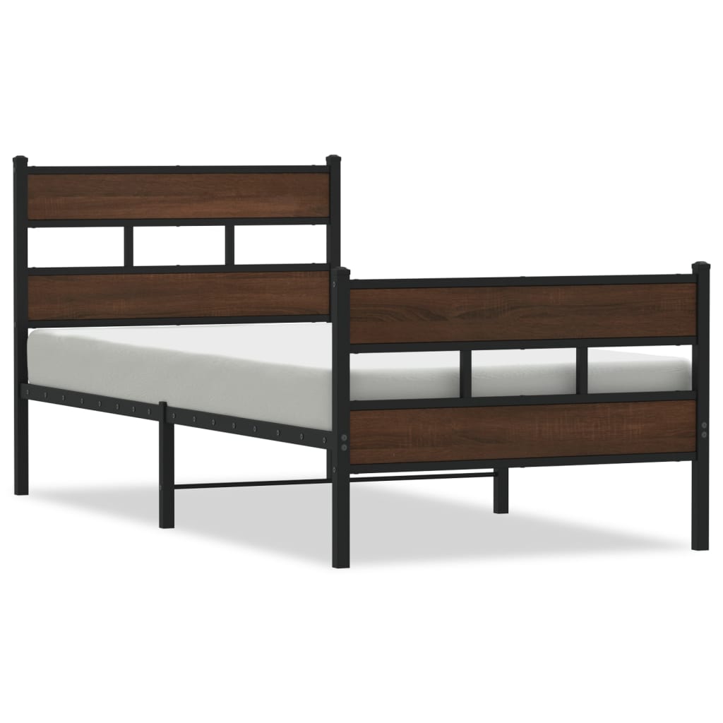 Bed Frame without Mattress with Headboard and Footboard 75x190 cm Small Single