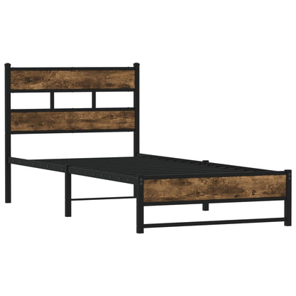 Metal Bed Frame without Mattress Smoked Oak 90x200 cm