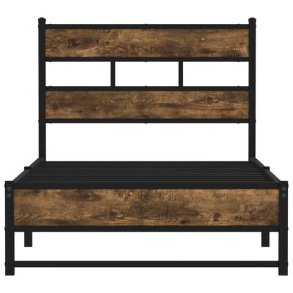 Metal Bed Frame without Mattress Smoked Oak 90x200 cm