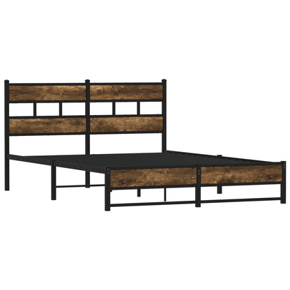 Metal Bed Frame without Mattress Smoked Oak 140x190 cm