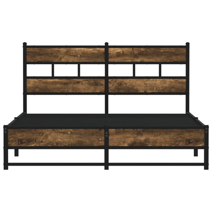 Metal Bed Frame without Mattress Smoked Oak 140x190 cm