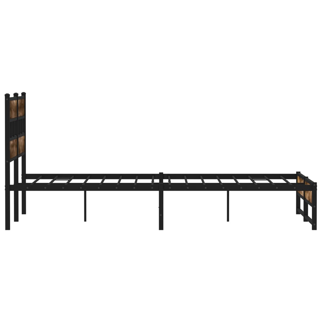 Metal Bed Frame without Mattress Smoked Oak 140x190 cm