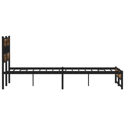 Metal Bed Frame without Mattress Smoked Oak 140x190 cm