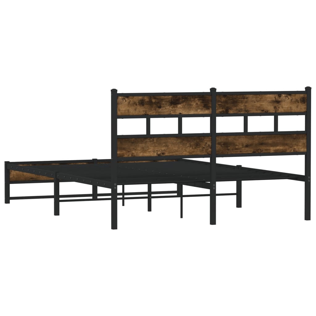 Metal Bed Frame without Mattress Smoked Oak 140x190 cm