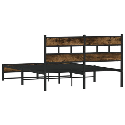 Metal Bed Frame without Mattress Smoked Oak 140x190 cm