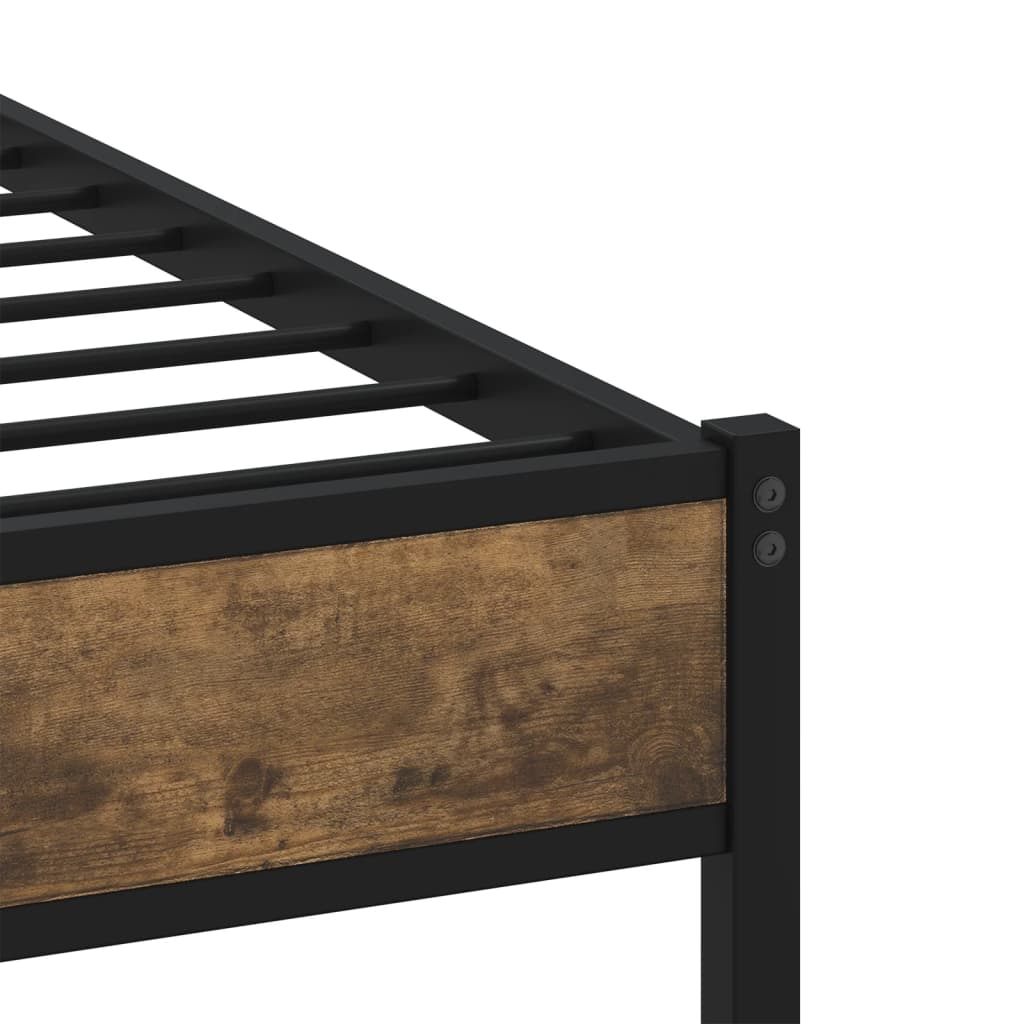 Metal Bed Frame without Mattress Smoked Oak 140x190 cm