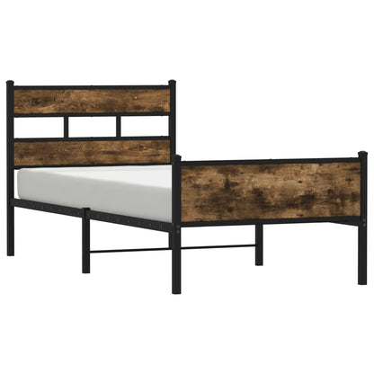 Bed Frame without Mattress Smoked Oak 100x190 cm Engineered Wood