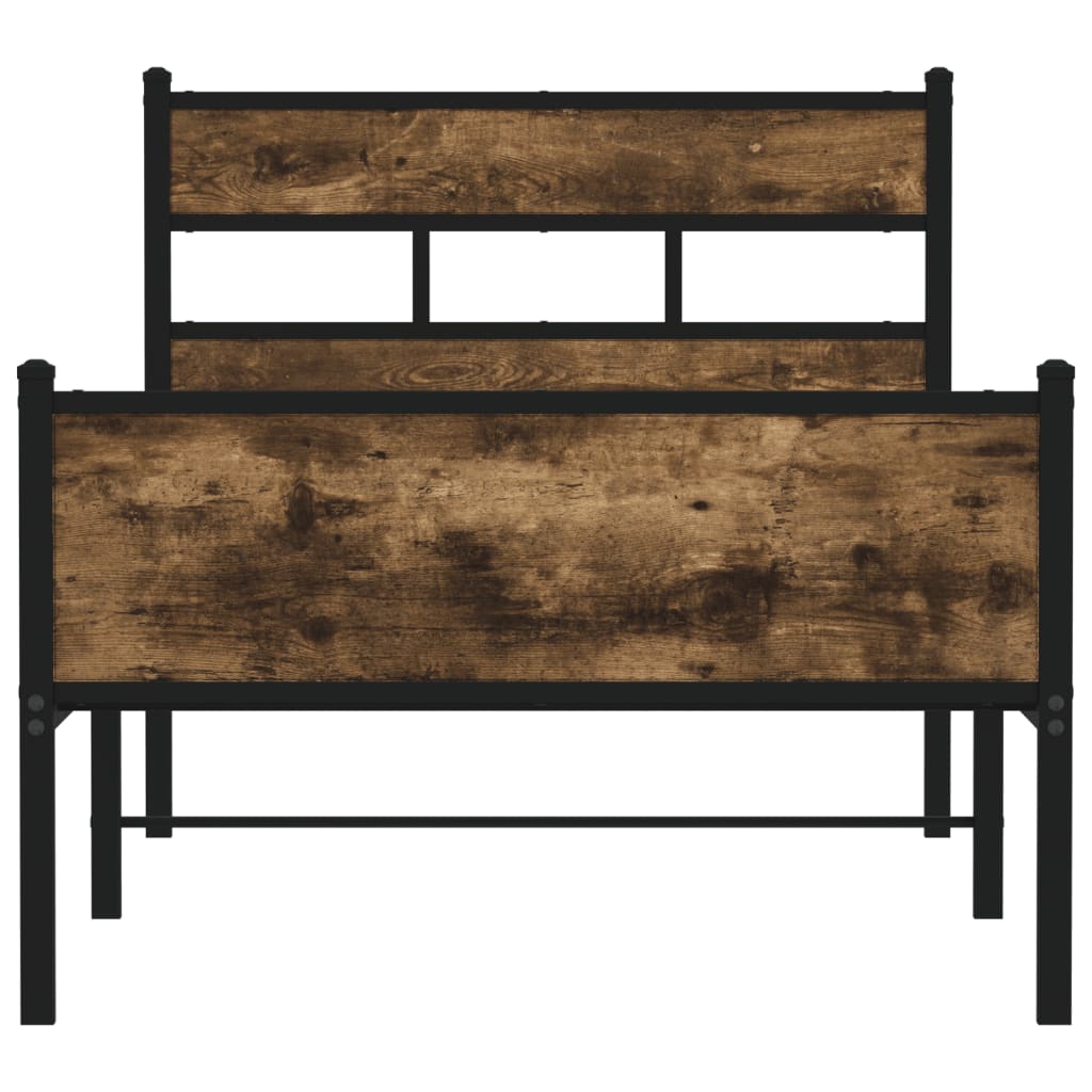 Bed Frame without Mattress Smoked Oak 100x190 cm Engineered Wood