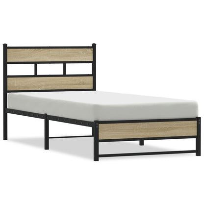 Metal Bed Frame without Mattress Sonoma Oak 100x200 cm