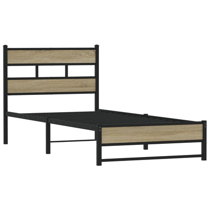 Metal Bed Frame without Mattress Sonoma Oak 100x200 cm