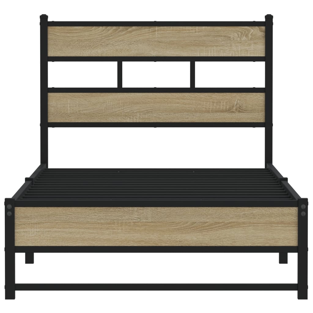 Metal Bed Frame without Mattress Sonoma Oak 100x200 cm