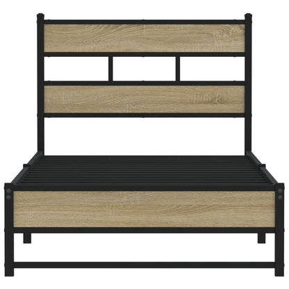 Metal Bed Frame without Mattress Sonoma Oak 100x200 cm