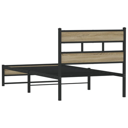 Metal Bed Frame without Mattress Sonoma Oak 100x200 cm