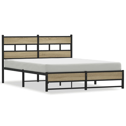 Metal Bed Frame without Mattress Sonoma Oak 140x190 cm