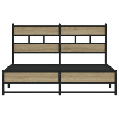 Metal Bed Frame without Mattress Sonoma Oak 140x190 cm