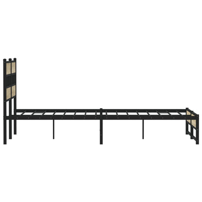 Metal Bed Frame without Mattress Sonoma Oak 140x190 cm