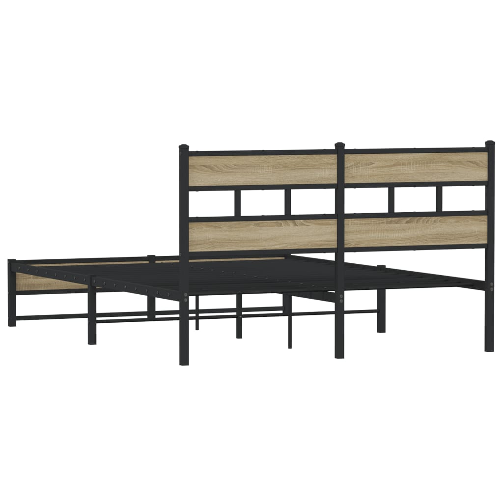 Metal Bed Frame without Mattress Sonoma Oak 140x190 cm