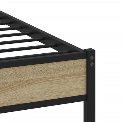 Metal Bed Frame without Mattress Sonoma Oak 140x190 cm