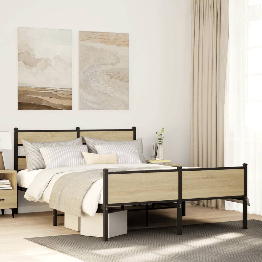 Bed Frame without Mattress Sonoma Oak 140x190 cm Engineered Wood
