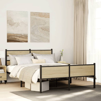 Bed Frame without Mattress Sonoma Oak 140x190 cm Engineered Wood