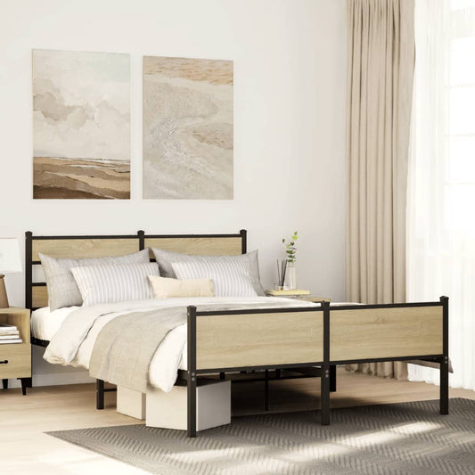 Bed Frame without Mattress Sonoma Oak 140x190 cm Engineered Wood