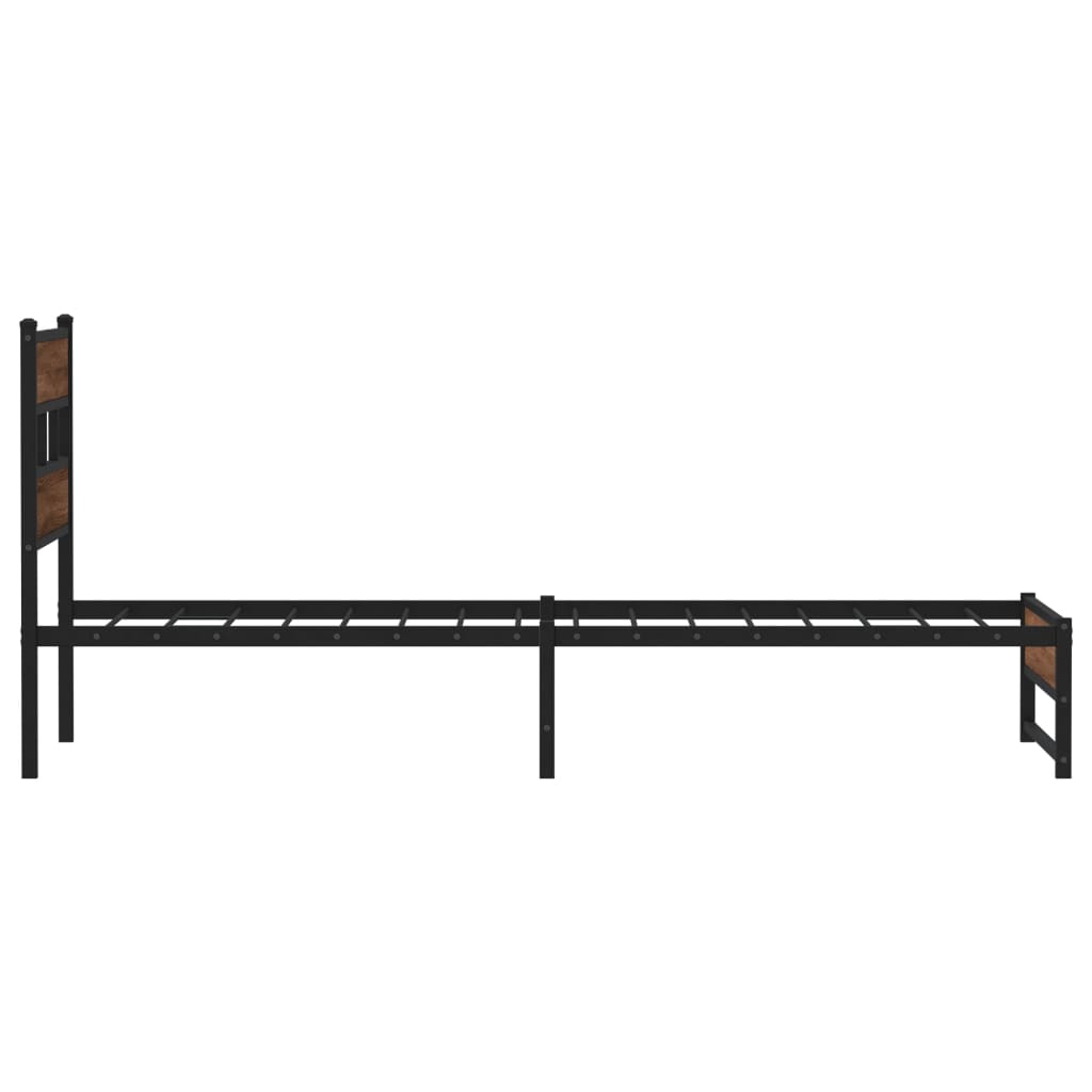 Metal Bed Frame without Mattress Brown Oak 100x190 cm