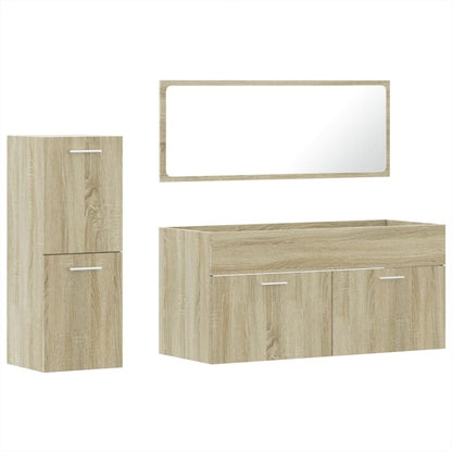 3 Piece Bathroom Furniture Set Sonoma Oak Engineered Wood