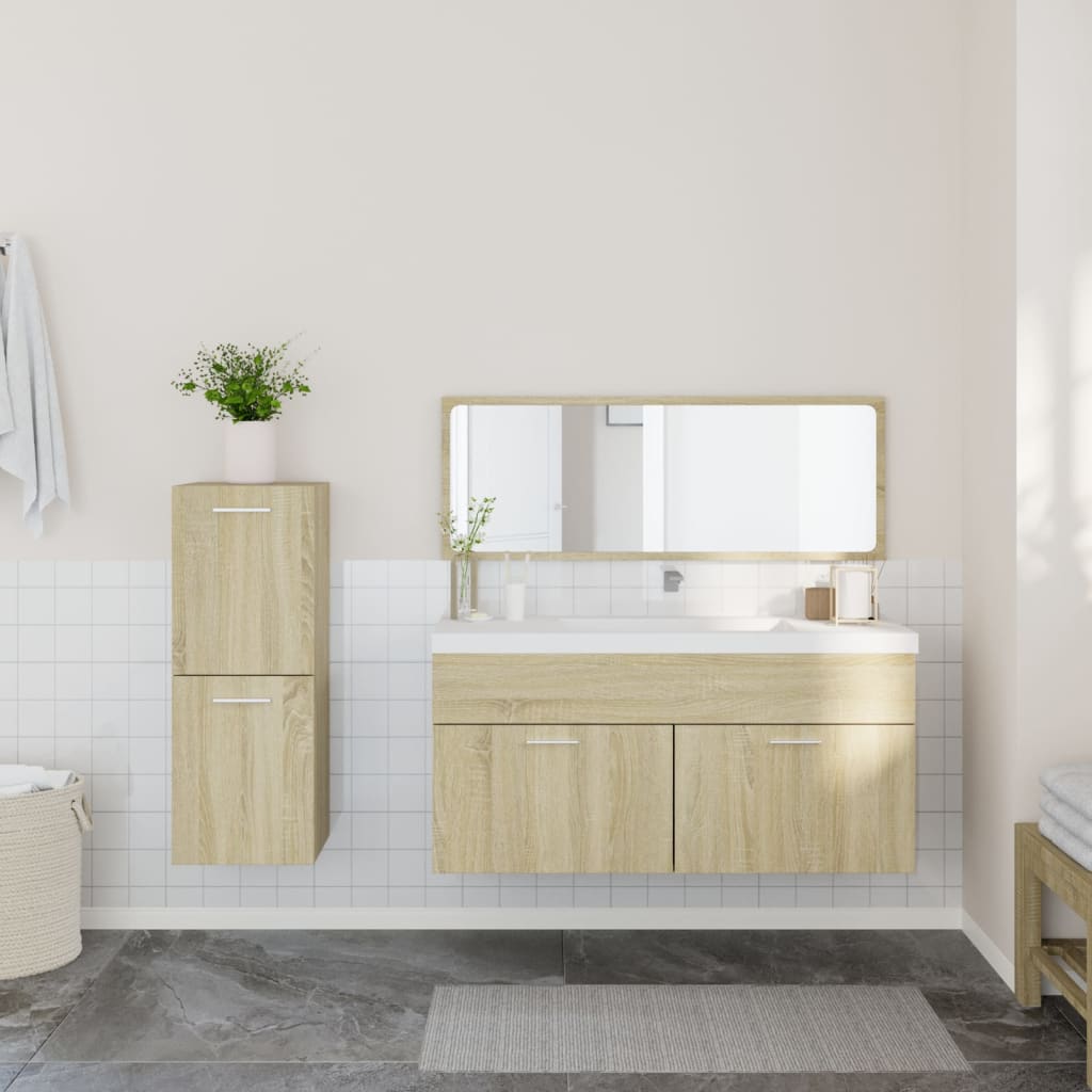 3 Piece Bathroom Furniture Set Sonoma Oak Engineered Wood