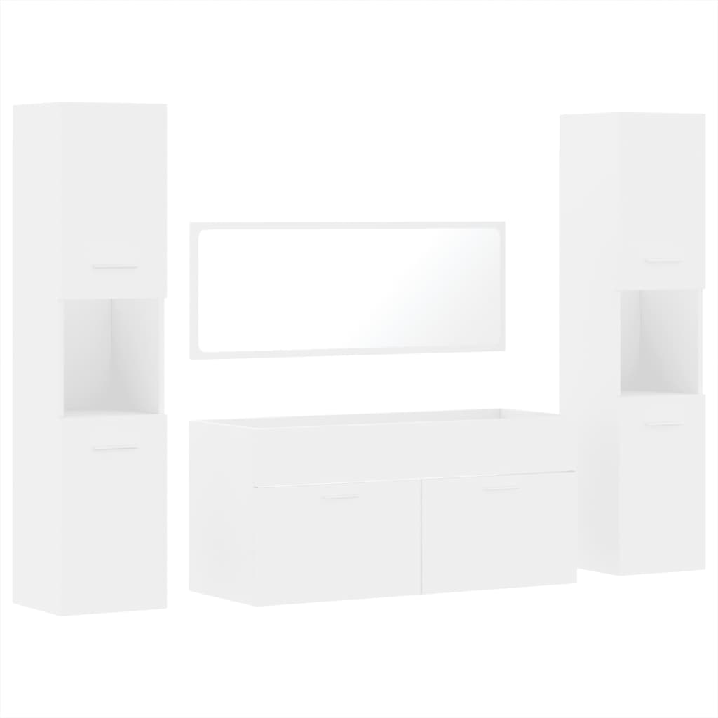 4 Piece Bathroom Furniture Set White Engineered Wood