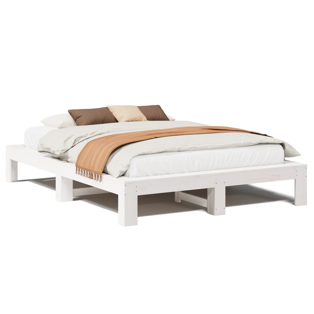 Bed Frame without Mattress White 160x200 cm Solid Wood Pine