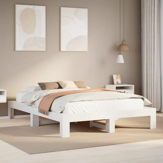 Bed Frame without Mattress White 160x200 cm Solid Wood Pine