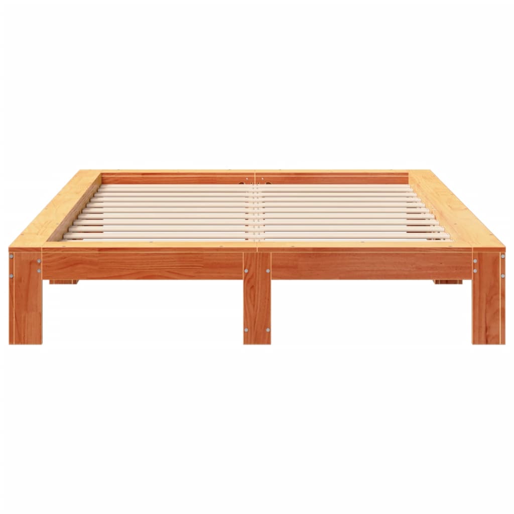 Bed Frame without Mattress Wax Brown 140x200 cm Solid Wood Pine