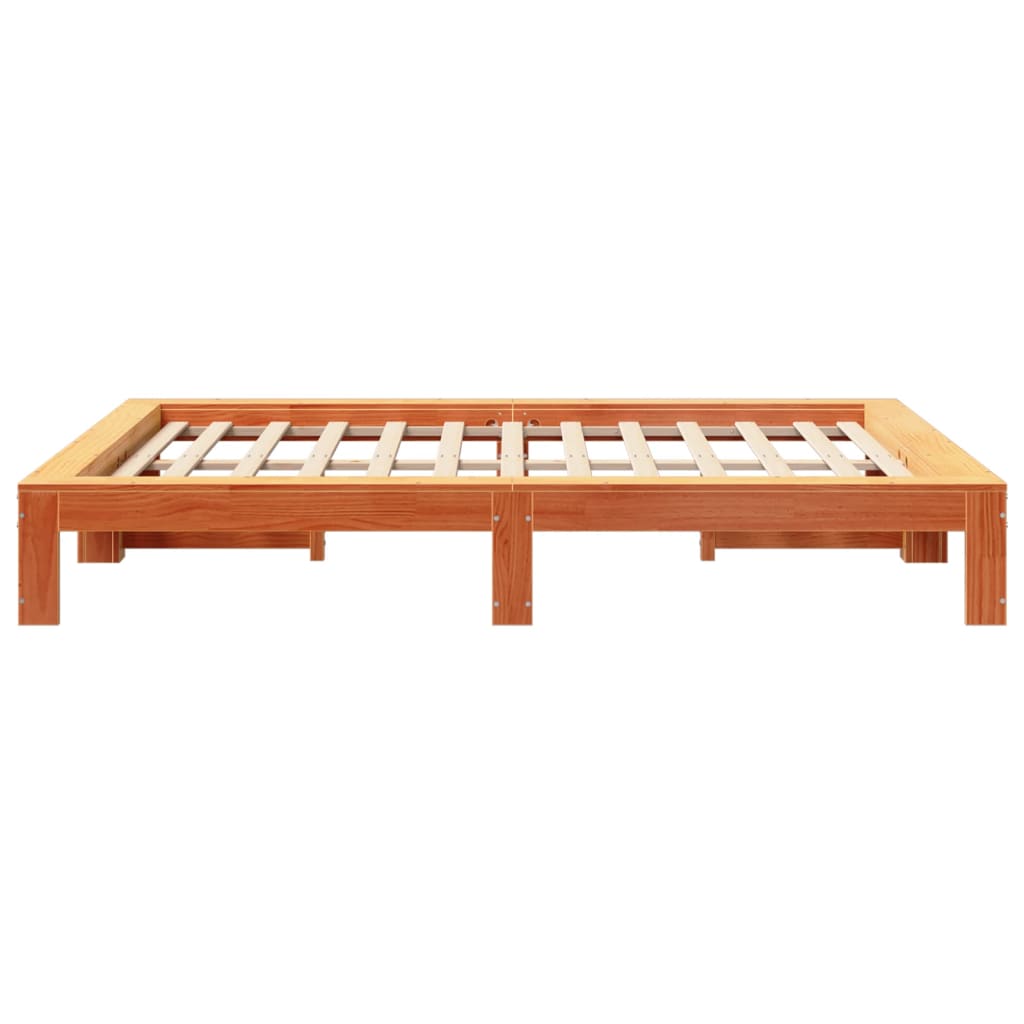 Bed Frame without Mattress Wax Brown 140x200 cm Solid Wood Pine