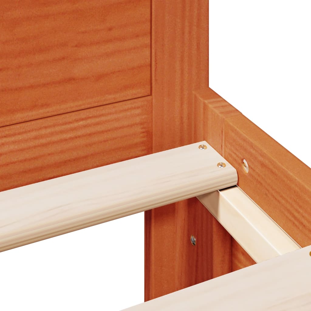Bed Frame without Mattress with Headboard Wax Brown 150x200 cm King Size Solid Wood Pine
