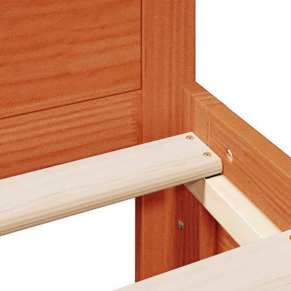 Bed Frame without Mattress with Headboard Wax Brown 150x200 cm King Size Solid Wood Pine