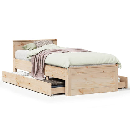 Bed Frame without Mattress with Headboard 100x200 cm Solid Wood Pine