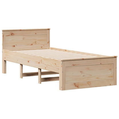Bed Frame without Mattress with Headboard 100x200 cm Solid Wood Pine