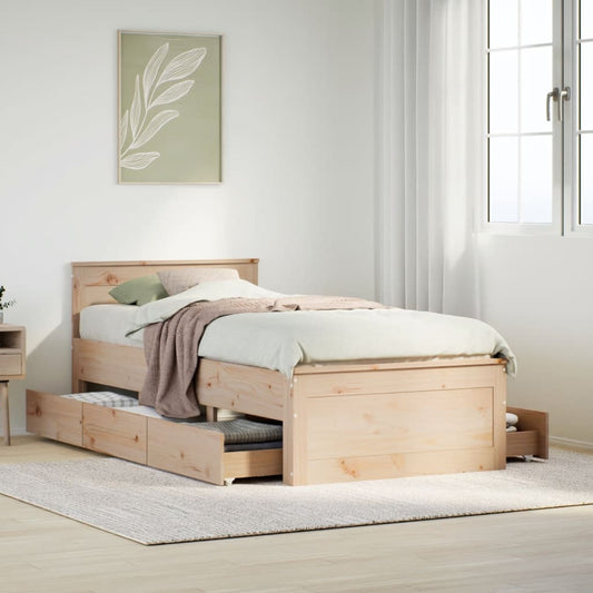 Bed Frame without Mattress with Headboard 100x200 cm Solid Wood Pine