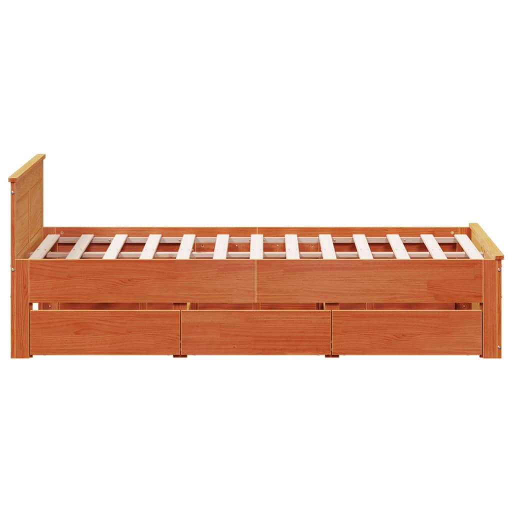 Bed Frame without Mattress with Headboard Wax Brown 120x190 cm Small Double Solid Wood Pine