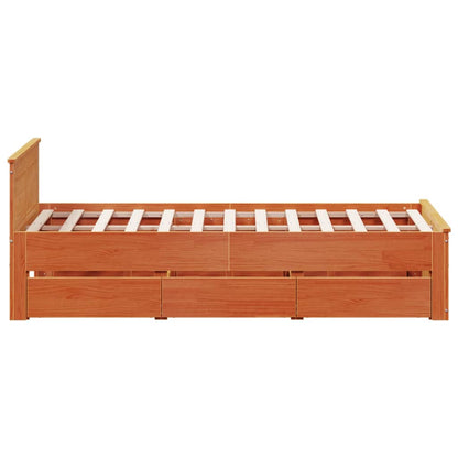 Bed Frame without Mattress with Headboard Wax Brown 120x190 cm Small Double Solid Wood Pine