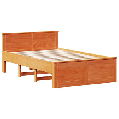 Bed Frame without Mattress with Headboard Wax Brown 120x190 cm Small Double Solid Wood Pine