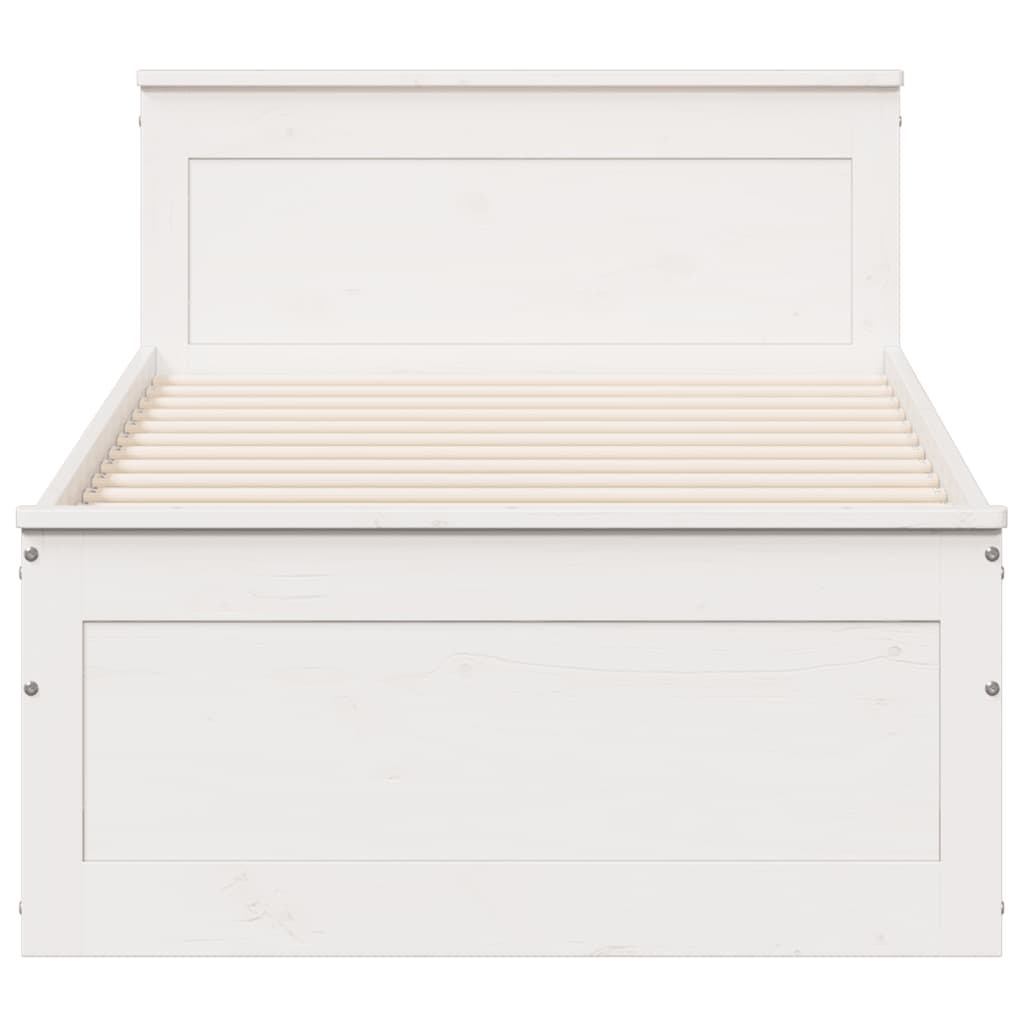 Bed Frame without Mattress with Headboard White 75x190 cm Small Single Solid Wood Pine