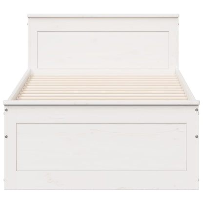 Bed Frame without Mattress with Headboard White 75x190 cm Small Single Solid Wood Pine