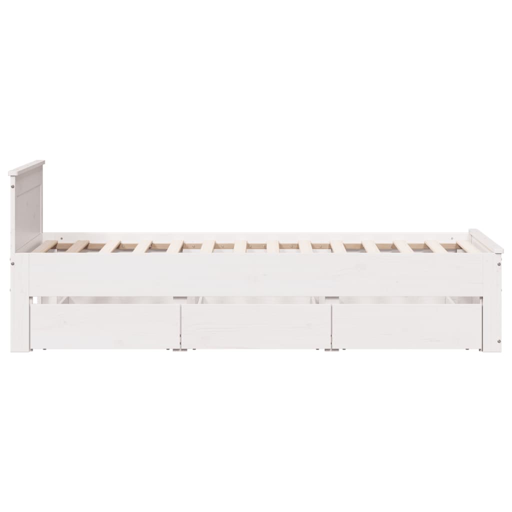 Bed Frame without Mattress with Headboard White 75x190 cm Small Single Solid Wood Pine