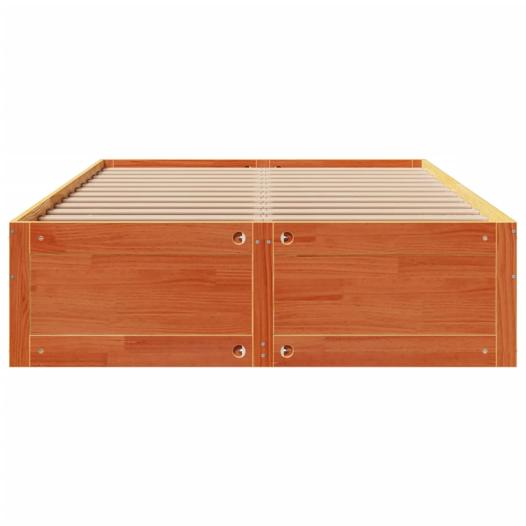 Bed Frame without Mattress with Drawers Wax Brown 140x200 cm Solid Wood Pine