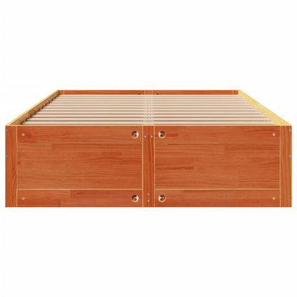 Bed Frame without Mattress with Drawers Wax Brown 140x200 cm Solid Wood Pine