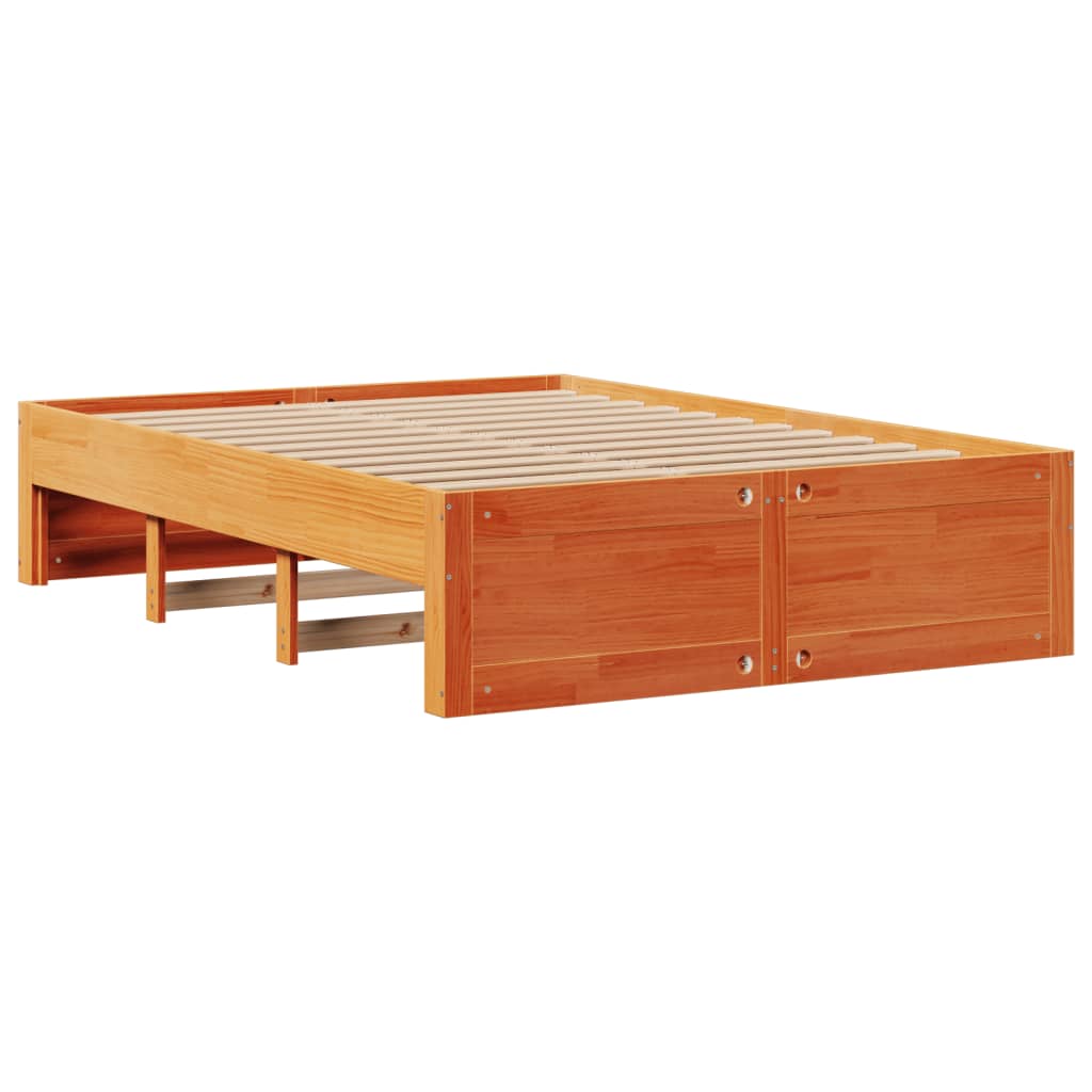 Bed Frame without Mattress with Drawers Wax Brown 140x200 cm Solid Wood Pine