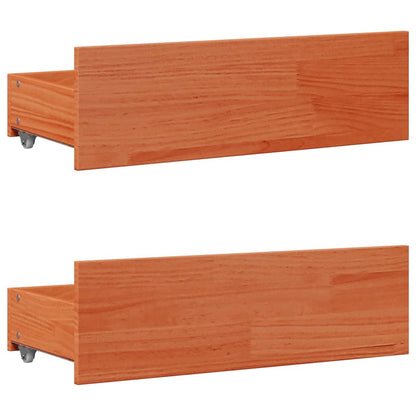 Bed Frame without Mattress with Drawers Wax Brown 140x200 cm Solid Wood Pine